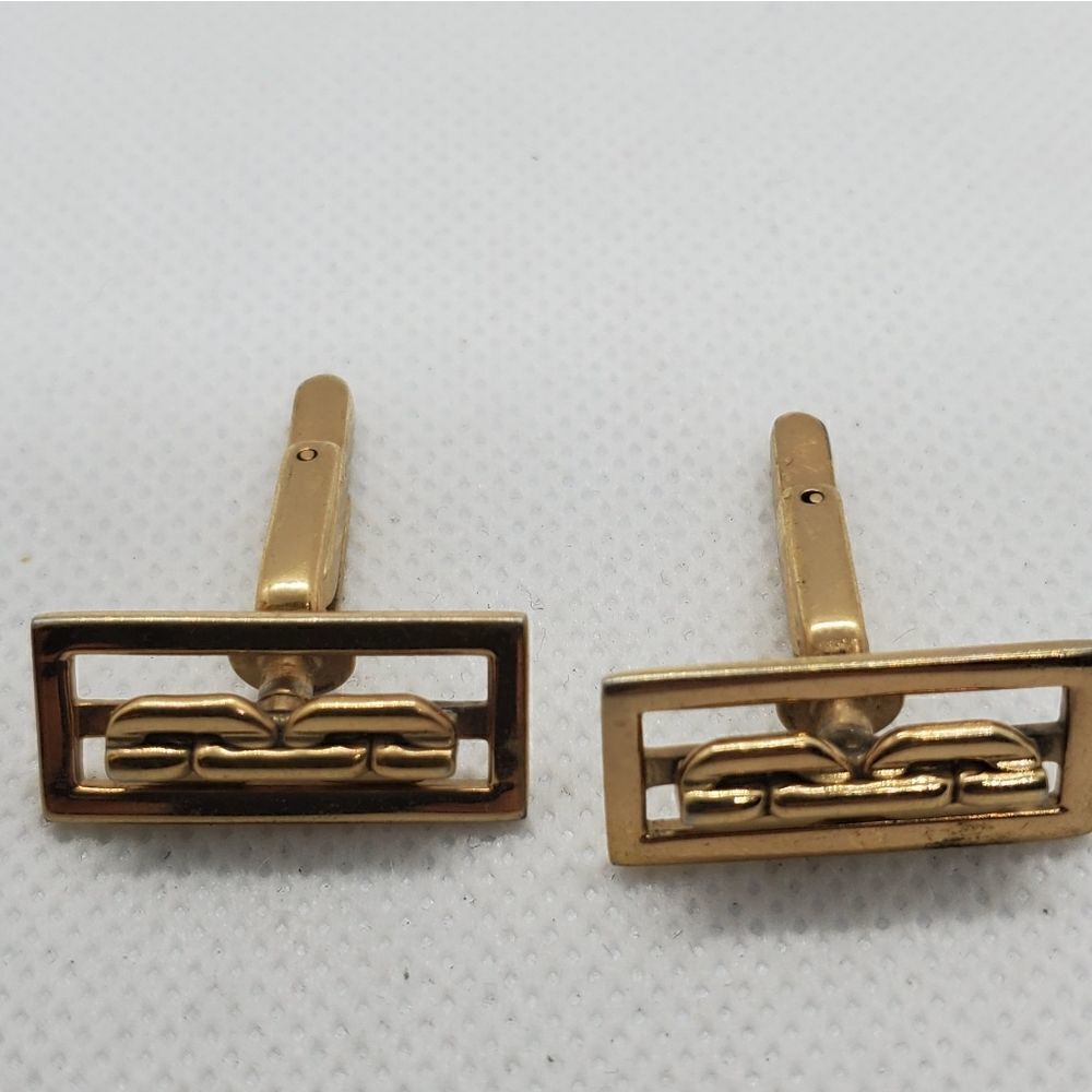 Vintage Hickock USA Gold Colored Cuff Links